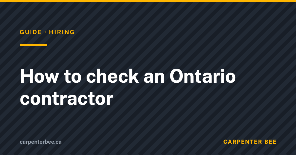 Carpenter Bee guide cover: how to check an Ontario contractor